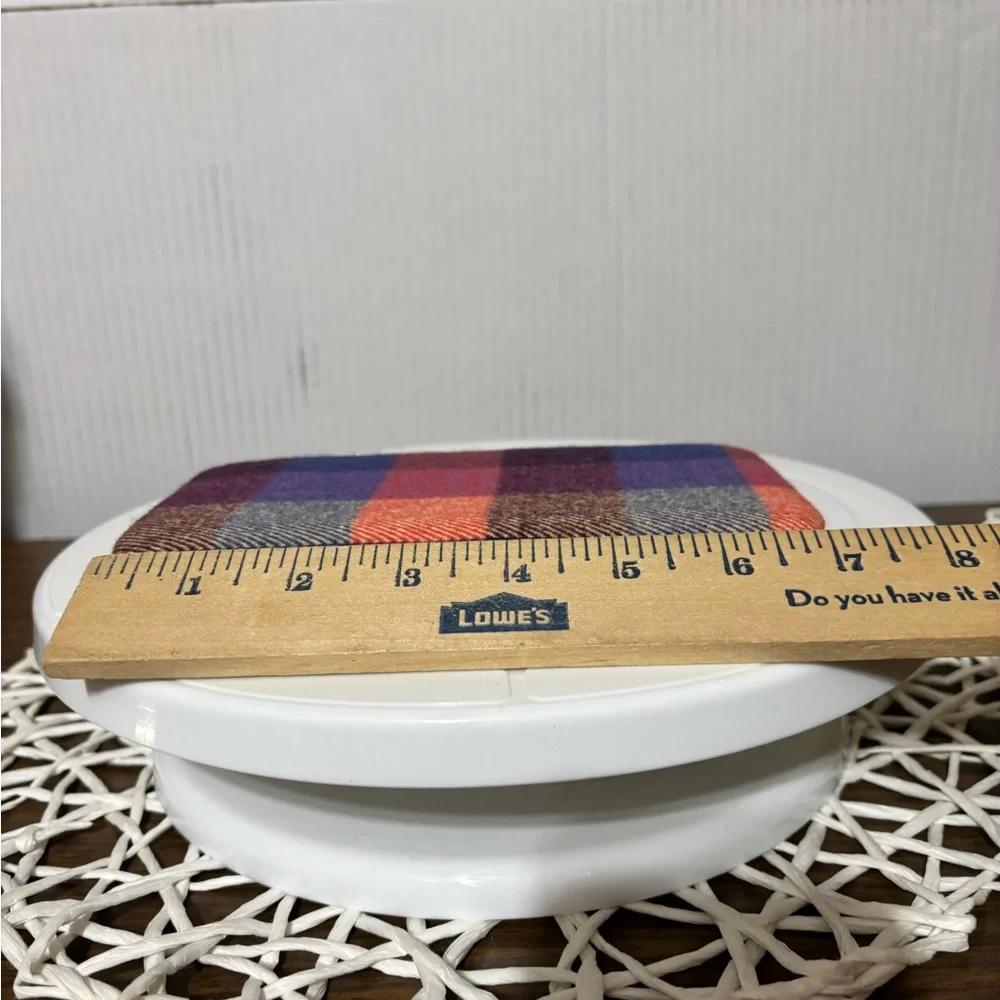 Plaid Wallet with Purple and Red Accents
